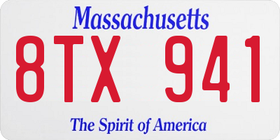 MA license plate 8TX941