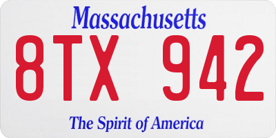 MA license plate 8TX942