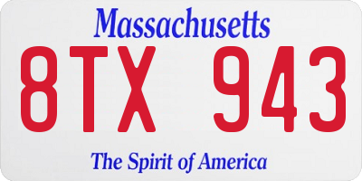 MA license plate 8TX943