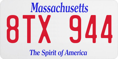 MA license plate 8TX944