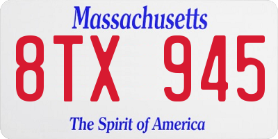 MA license plate 8TX945