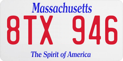 MA license plate 8TX946