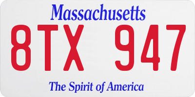 MA license plate 8TX947