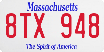 MA license plate 8TX948