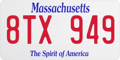 MA license plate 8TX949