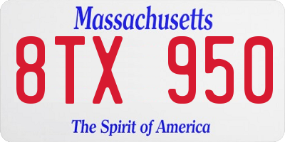 MA license plate 8TX950