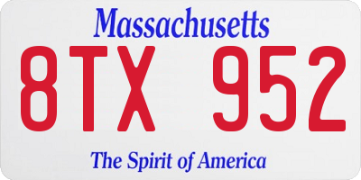 MA license plate 8TX952