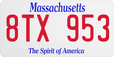 MA license plate 8TX953