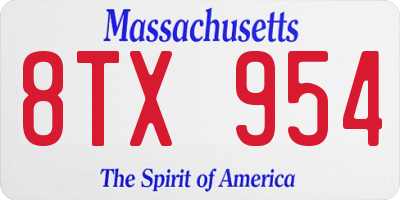 MA license plate 8TX954