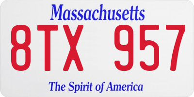 MA license plate 8TX957