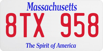 MA license plate 8TX958