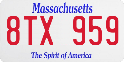 MA license plate 8TX959