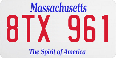 MA license plate 8TX961