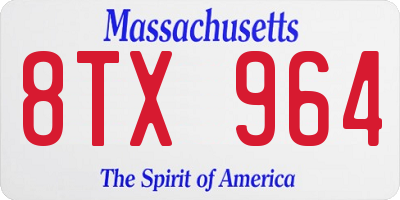 MA license plate 8TX964