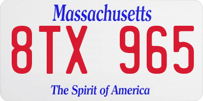 MA license plate 8TX965