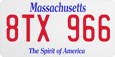 MA license plate 8TX966