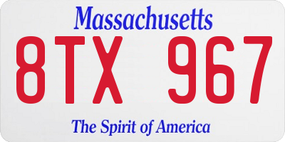MA license plate 8TX967
