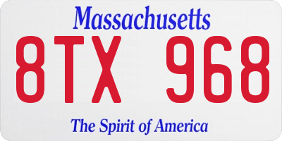 MA license plate 8TX968