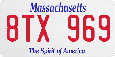 MA license plate 8TX969