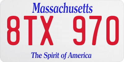 MA license plate 8TX970