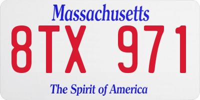 MA license plate 8TX971