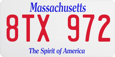 MA license plate 8TX972