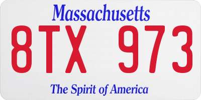 MA license plate 8TX973