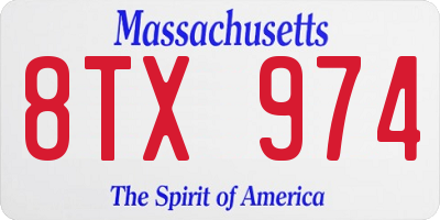 MA license plate 8TX974