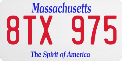 MA license plate 8TX975