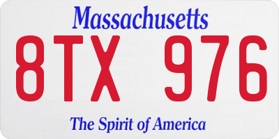 MA license plate 8TX976