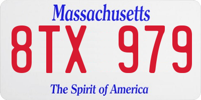 MA license plate 8TX979