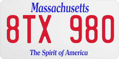 MA license plate 8TX980