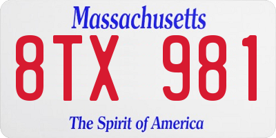 MA license plate 8TX981