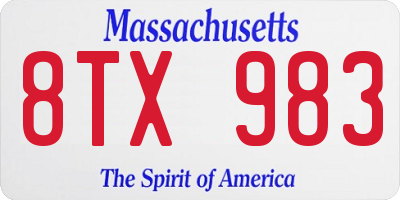 MA license plate 8TX983