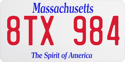 MA license plate 8TX984