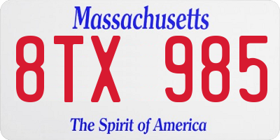 MA license plate 8TX985