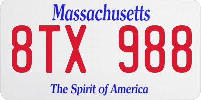 MA license plate 8TX988