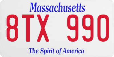 MA license plate 8TX990
