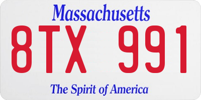 MA license plate 8TX991