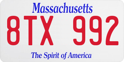 MA license plate 8TX992