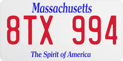 MA license plate 8TX994