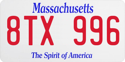 MA license plate 8TX996