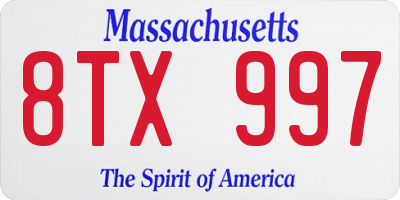 MA license plate 8TX997