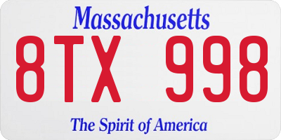 MA license plate 8TX998
