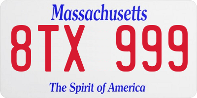 MA license plate 8TX999