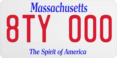 MA license plate 8TY000