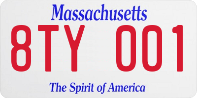 MA license plate 8TY001