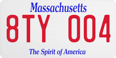 MA license plate 8TY004