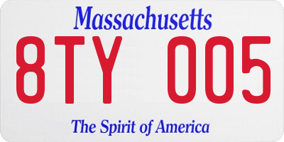 MA license plate 8TY005
