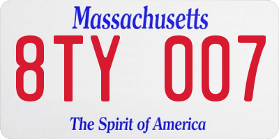 MA license plate 8TY007